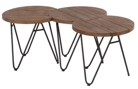 Bijzettafel Hartman Sophie Teak Side Table Ø50 H45 Carbon Black Alu (set van 3)