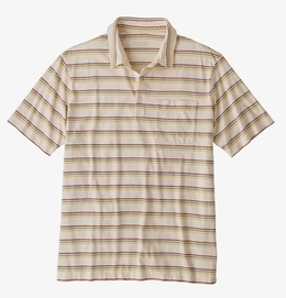 Polo Shirt Men Organic Cotton LW Pacific Stripe White Wash