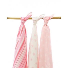 Multidoek Jollein Hydrofiel Hearts Pink (3-delig)