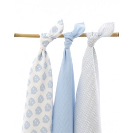 Multidoek Jollein Hydrofiel Owl Blue (3-delig)