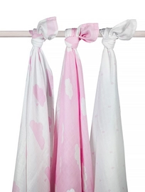 Multidoek Jollein Hydrofiel Clouds Pink (3-delig)