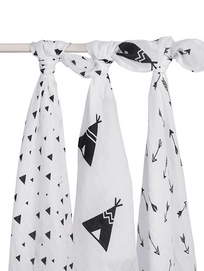 Multidoek Jollein Hydrofiel Indians Black & White (3-delig)