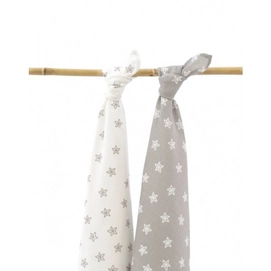 Multidoek Jollein Flanel en Hydrofiel Starfish Grey (2-delig)