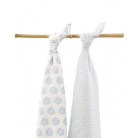 Multidoek Jollein Flanel en Hydrofiel Owl Blue (2-delig)