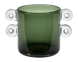 Vaso di vetro Serax Objects Wind & Fire By Marie Michielssen h 17,5 cm, Verde scuro