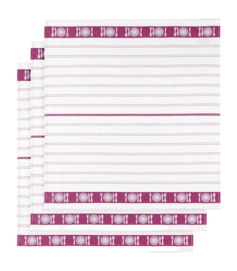 Theedoeken De Witte Lietaer BML White-Fuchsia (Set van 3)