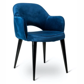 Chair POLSPOTTEN Arms Cosy Velvet Blue / Black Legs