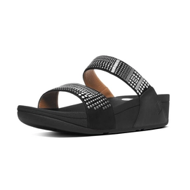 FitFlop Aztek Chada Slide Black Silver Stones