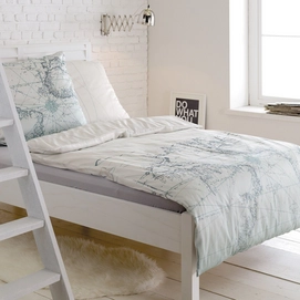 Bettwäsche Ibena Zeitgeist World Beige Weiß Grau Mako-Satin