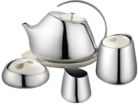 Teekanne Georg Jensen Helena Edelstahl Glänzend