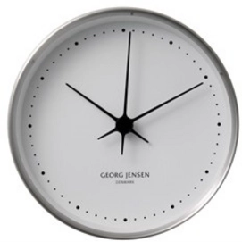 Wanduhr Georg Jensen Henning Koppel Edelstahl Weiß 10 cm