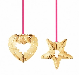 Baumschmuck Set Georg Jensen Offenes Herz und Stern Gold 6 cm (2-teilig)
