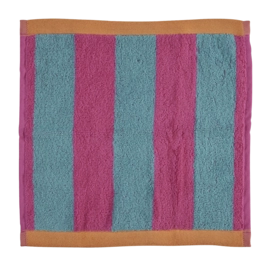 Asciugamano viso Bahne Stripe 30 x 30 cm, 100% Cotone biologico, Rosa / Blu turchese / Arancione