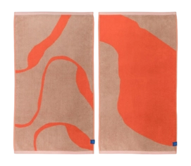 Handdoek Mette Ditmer Nova Arte Latte / Orange (50 x 90 cm) (Set van 2)