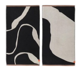 Handdoek Mette Ditmer Nova Arte Black / Off-White (50 x 90 cm) (Set van 2)