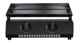 Grill a Gas Cozze Plancha G-400, 51 cm, Da Esterno, 2 Zone, Acciaio e Ghisa, Nero