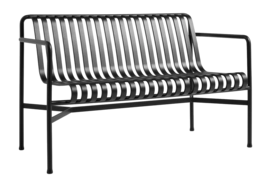 Garden bench HAY Palissade Dining Bench W. Armrest Anthracite Powder Coated Steel