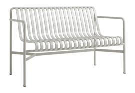Tuinbank HAY Palissade Dining Bench W. Armrest Sky Grey Powder Coated Steel
