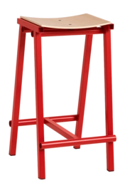 Barstoel HAY Taburete 8 Bar Stool Low Signal Red Powder Coated Base H65