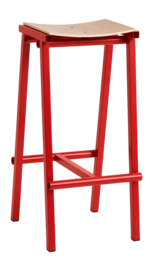 Barstoel HAY Taburete 8 Bar Stool High Signal Red Powder Coated Base H75