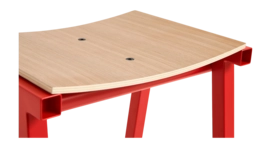 2---AE437-A406_Taburete 8 Bar Stool H75 wb lacquered oak veneer seat_signal red powder coated base_detail