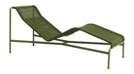 Ligbed HAY Palissade Cord Chaise Longue Olive Powder Coated Steel