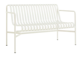 Tuinbank HAY Palissade Dining Bench W. Armrest Cream White Powder Coated Steel