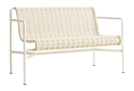 Tuinbank HAY Palissade Cord Dining Bench W. Armrest Cream White Powder Coated Steel