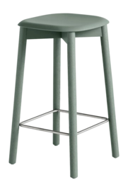 Barstoel HAY Soft Edge82 Dusty Green Water-Based Lacquered Solid Oak 4 Leg Base Stainless Steel Footrest H65
