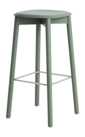 Barstoel HAY Soft Edge82 Dusty Green Water-Based Lacquered Solid Oak 4 Leg Base Stainless Steel Footrest H75