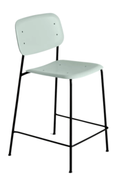 Barstoel HAY Soft Edge95 Black Powder Coated Steel 4 Leg Base H65 Standard Glider Dusty Green