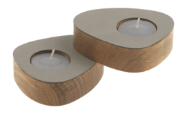 Theelichthouder Lind DNA Curve Nature Nupo Light Grey (Set van 2)