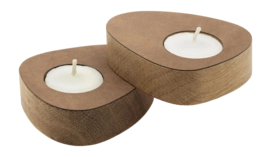 Theelichthouder Lind DNA Curve Nature Nupo Nature (Set van 2)