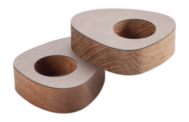 Theelichthouder Lind DNA Curve Nature Bull Warm Grey (Set van 2)