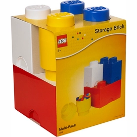 Opbergbox LEGO Brick Set Rood Wit Blauw Geel (4-Delig)