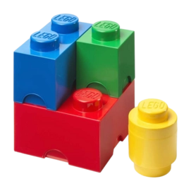 Opbergbox Lego Brick Multi-Pack Red Blue Yellow Green (4-Delig)