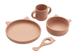 Set de Table Liewood Vivi Silicone Chat Dark Rose (4 Pièces)