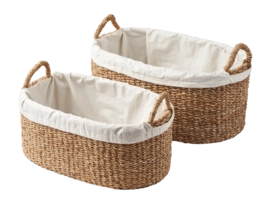 Panier à Linge Humdakin Laundry Wicker Set Organic Cotton Lining (Set de 2)