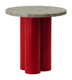 Bijzettafel Normann Copenhagen Dit Table Bright Red Travertine Silver