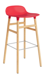 Barstoel Normann Copenhagen Form Barstool 75 cm Oak Bright Red