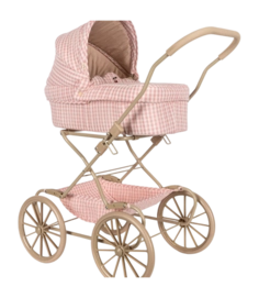 Landau Konges Sløjd Doll Pram Powder Pink Check