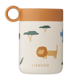 Brotdose Liewood Kiani Printed Food Jar Kinder Safari Mix / Sandy
