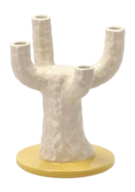 Kaarshouder Villa Collection Styles Yellow White 19,5 x 25 cm