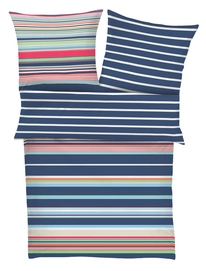 Bettwäsche s.Oliver Dunkelblau mit Streifen Mako-Satin
