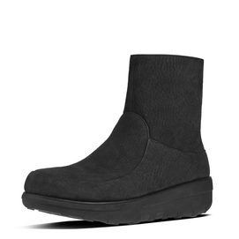 Fitflop Loaff Shorty Zip Boot Tumbled Nubuck Black