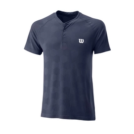 Tennisshirt Wilson Men Power Seamless Henley Peacoat