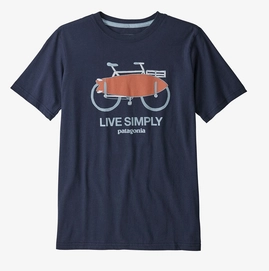 T-Shirt Patagonia Graphic Organic Live Simply Amphibious Bike New Navy Jungen