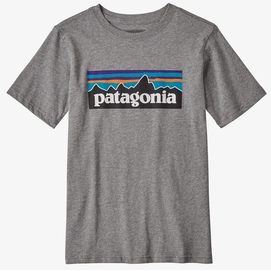 T-Shirt Patagonia Garçons P6 Logo Organic Gravel Heather White