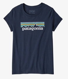T-shirt Patagonia Fille Pastel P6 Logo Biologique New Navy