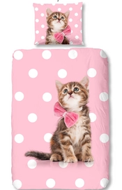 Dekbedovertrek Good Morning Kids Sweet Cat Pink Katoen